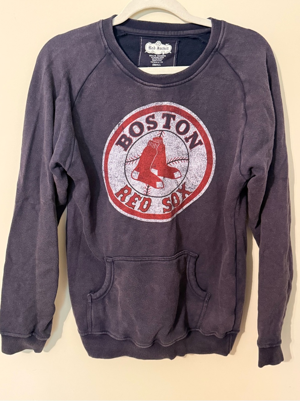 Red Jacket Navy and Red Boston Red Sox Crewneck Sweatshirt